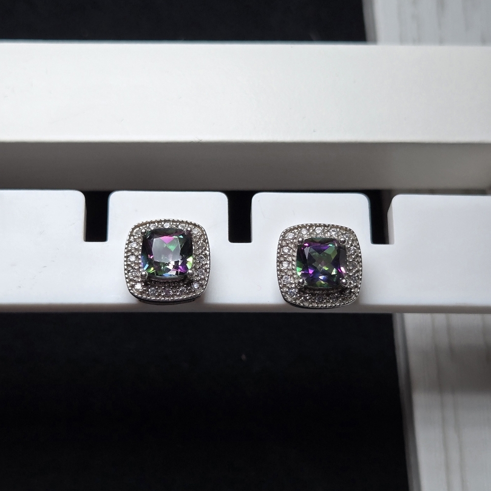 Mystic Topaz Halo Earrings